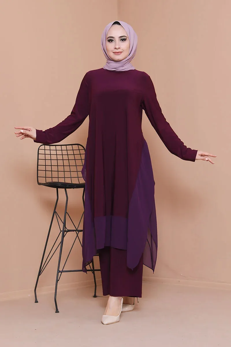 Для женщин комплект из 2 предметов Туника большого размера Блузка брючные