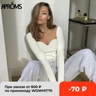 Свитер женский трикотажный в рубчик, с квадратным вырезом и длинным рукавом