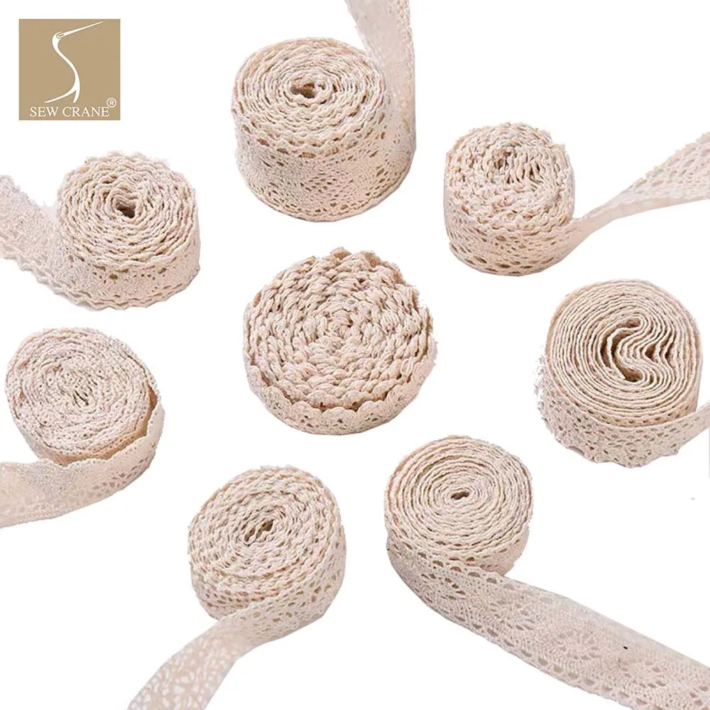 Античная французская кружевная вязаная крючком хлопковая отделка с цветочным