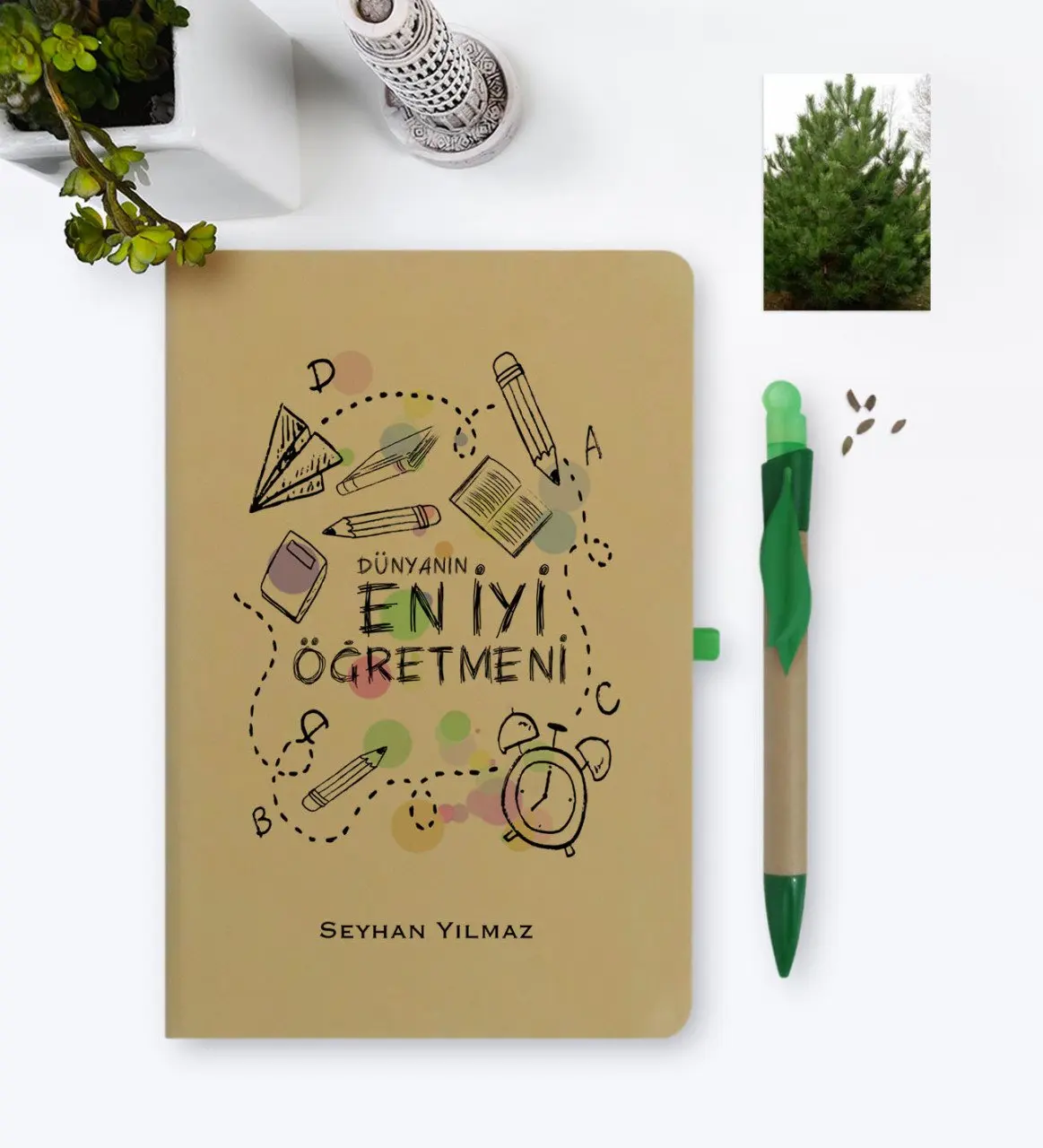 

Personalized World Best Öğretmeni Themed Environmentalist Notebook and Seeded Pen Set-8