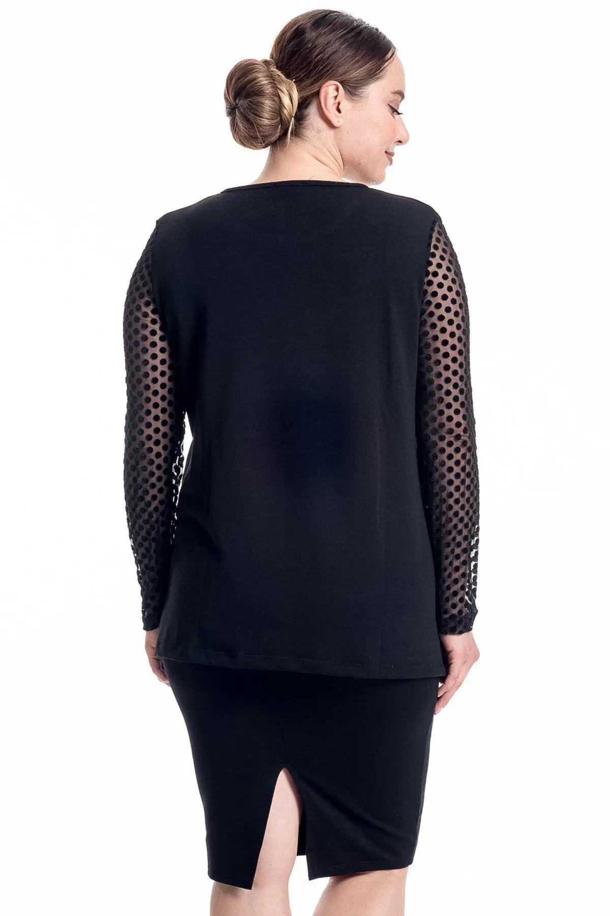 Блузка большого размера Hanezza в горошек с рукавами и рюшами