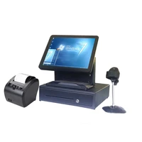 whole set point of sales all in one for retailers touch screen pos system black 15 inch pos terminal