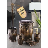 Bathroom Accessories Decoration Sets Toothbrush Trash Can Toilet Brush Soap Dispenser 5Pcs Home Organizer Dowry Products