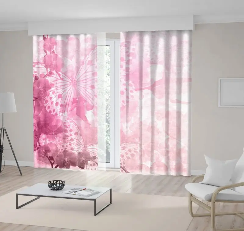 

Curtain Butterflies and Orchids Flowers Summer Bloom Garden Artistic Floral Photo Pink White