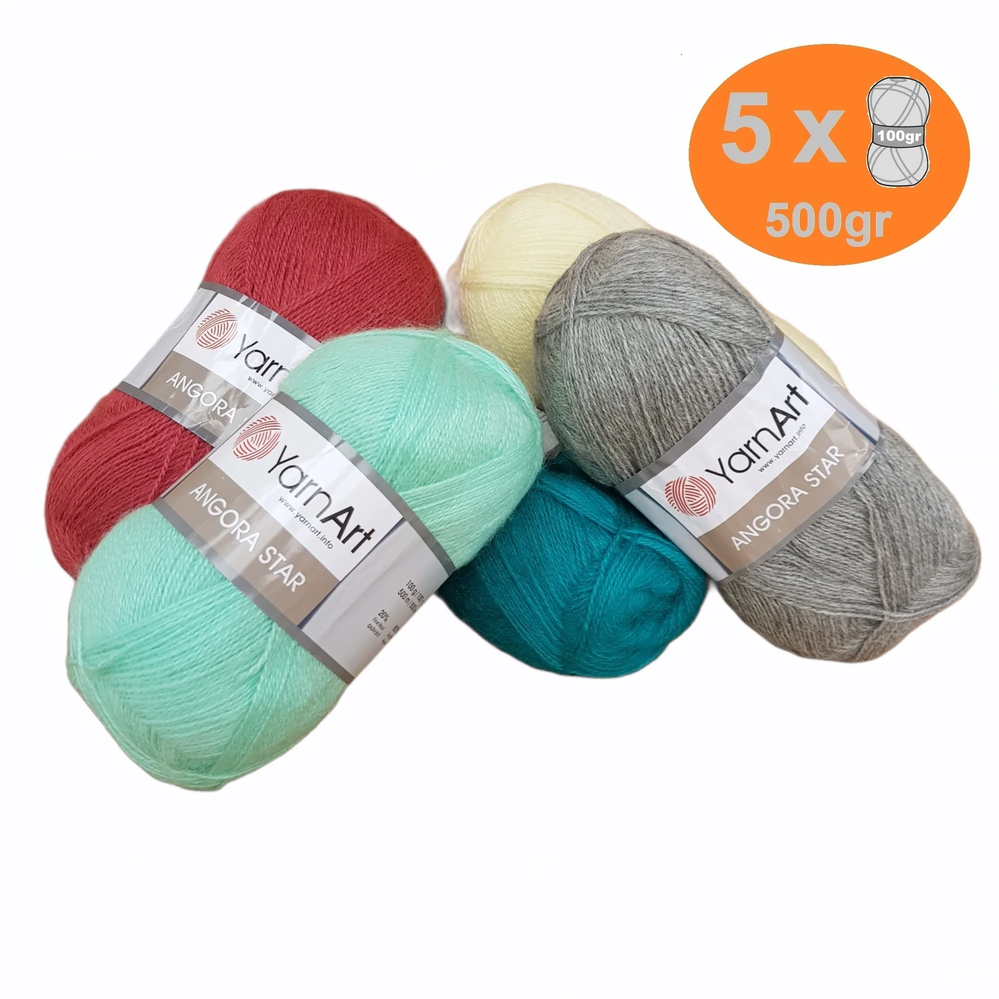

Yarnart Angora Star Yarn DIY Knitting Crochet 5x100gr 500mt %20 Wool Wrap Beanie Sweater Kids Adults Knitwears Autumn Winter