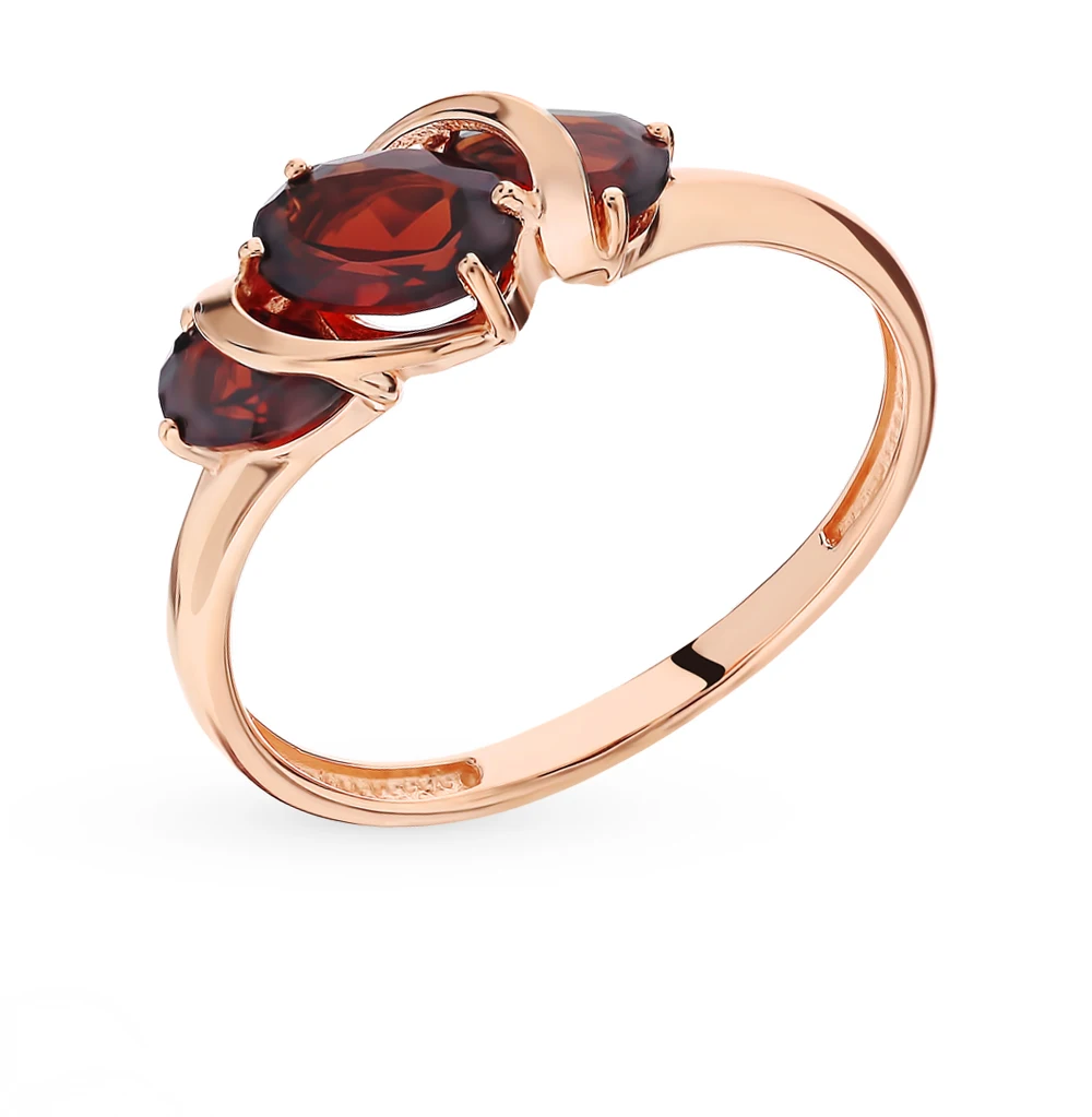 Золотое кольцо с гранатом SUNLIGHT проба 585 | Украшения и аксессуары