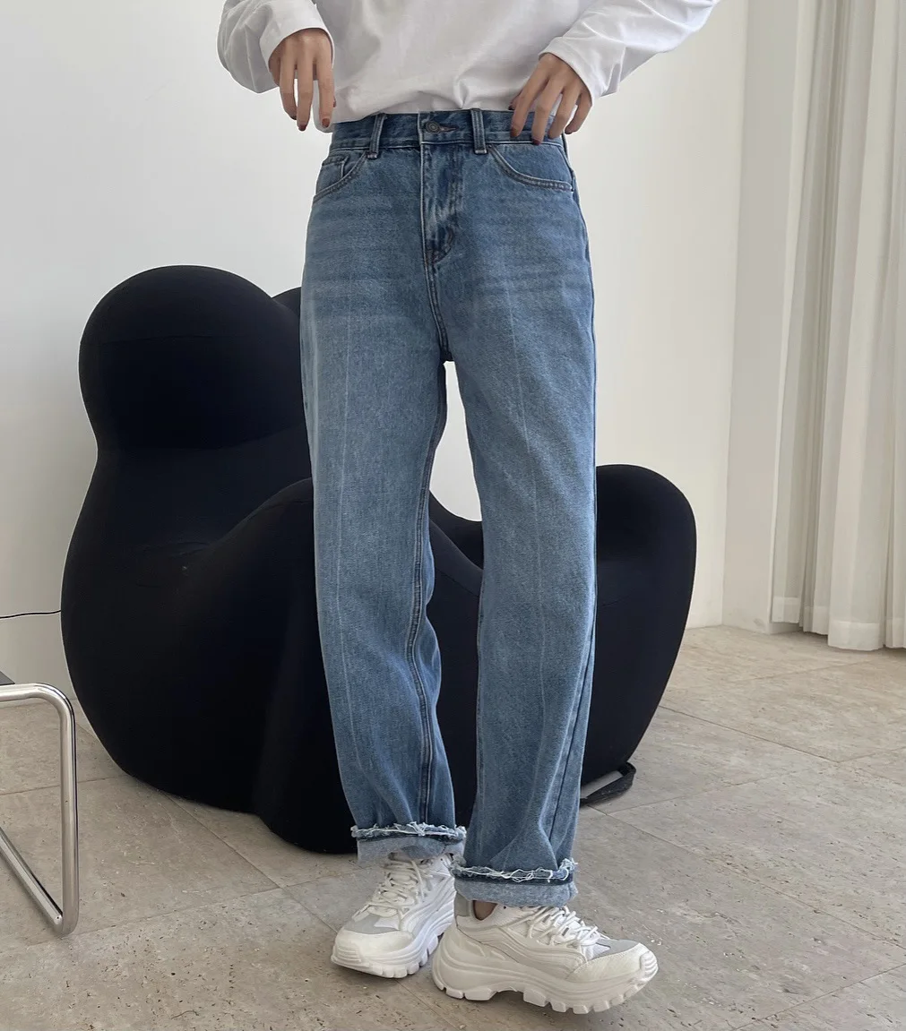 woman straight long jeans