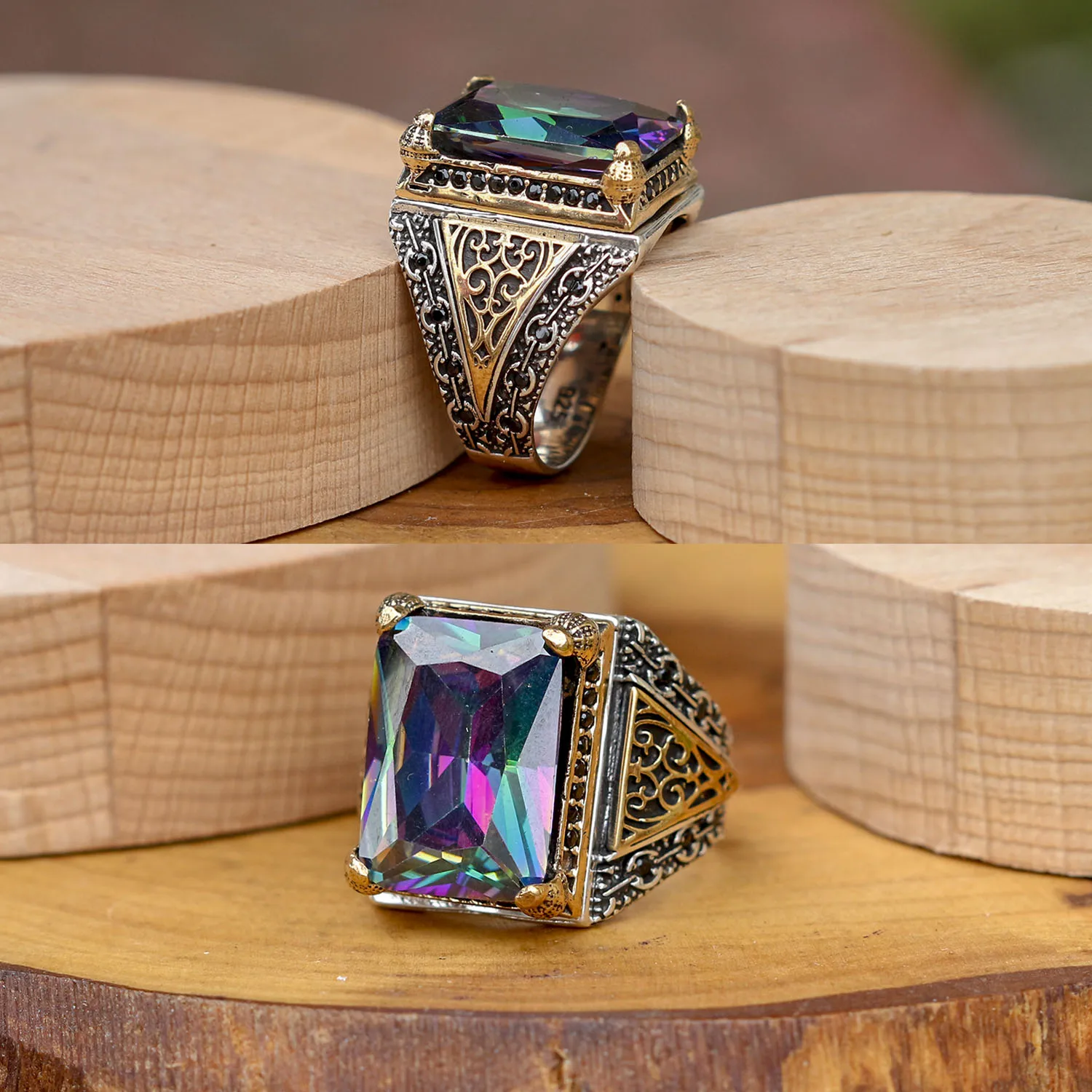 

ALA Series | Mystic Topaz Stone Special Design Silver Ring Fashion Turkish Premium Quality Handmade Jawelery