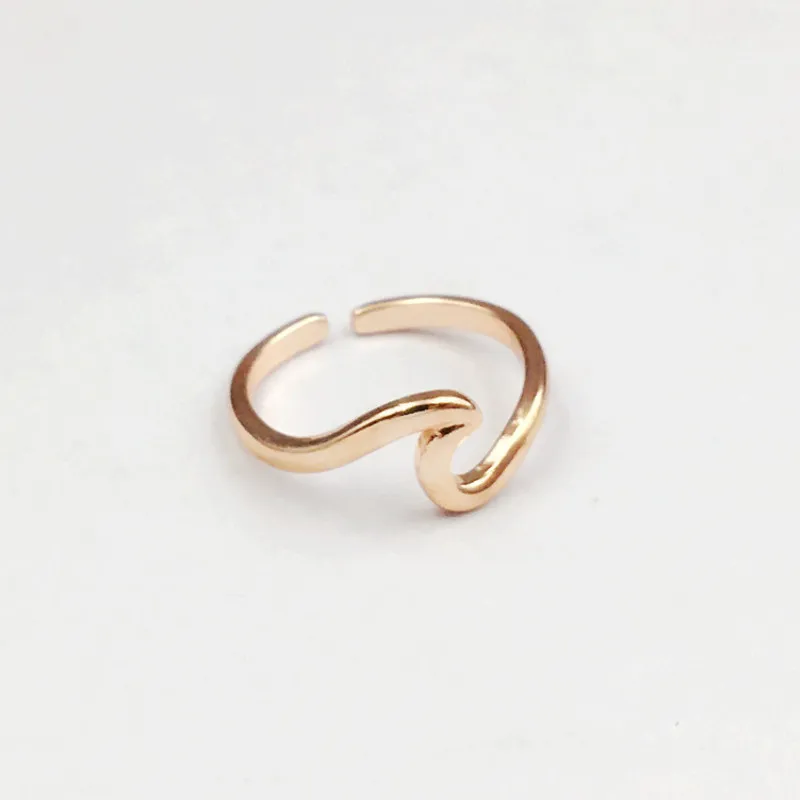 Rose Gold color Модное серебряное и розовое Золотое кольцо с океанской волной для женщин, пара пляжных серферов, индивидуальное регулируемое кольцо, подарки - Цвет основного камня: Rose Gold color