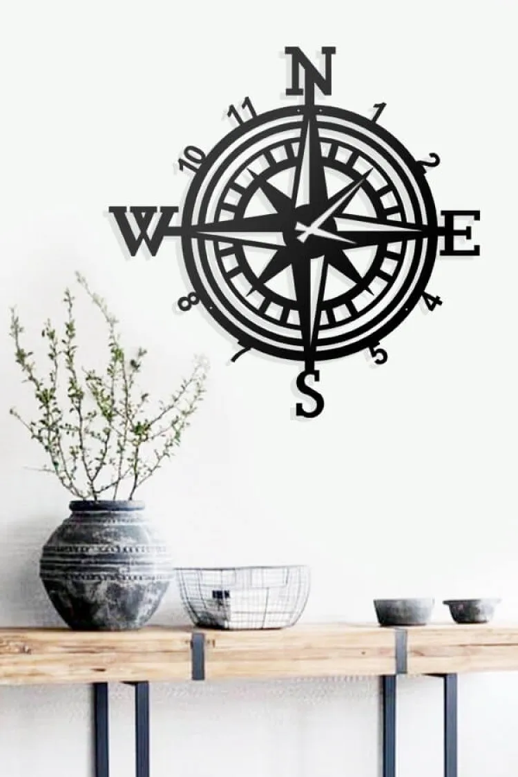 

Combass Metal Wall Decor Art Decor 3D Metal Sculpture Home Decor Office Decor Stylish Bracket Hanger