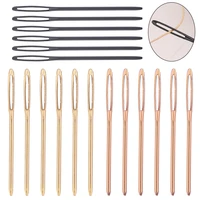 6 pcs large eye blunt sewing needles metal needles cross stitch knitting crochet hook for leather fabric 3 colors chosen