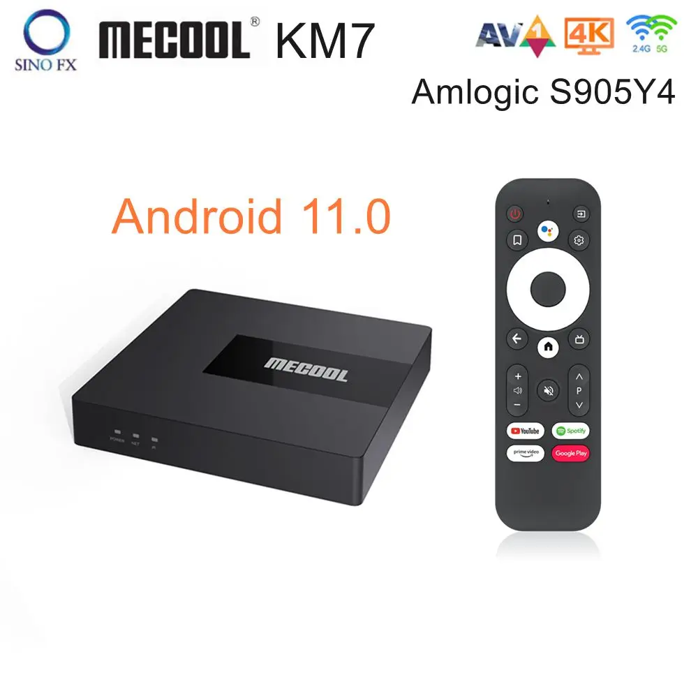 

Mecool KM7 Android 11.0 TV Box Google Certified Amlogic S905Y4 Quad Core 4GB 64GB 4K HDR Dual WiFi 2.4G/5G Smart Media Player