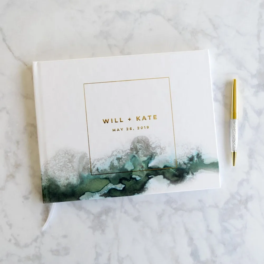 Фольга Золотая Акварельная Свадебная Гостевая книга персонализированный