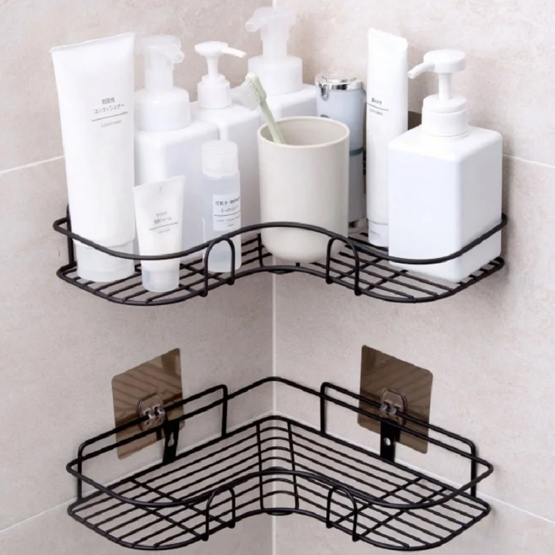 

New Bathroom Shelf Kitchen Organizer Shelves Corner Frame Iron Shower Caddy Storage Rack Shampoo Holder For Bathroom Accessories