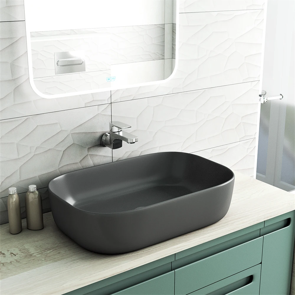 Раковина Teymi Solli 60 artceramic накладная темно серый матовый|Раковины для ванной| |