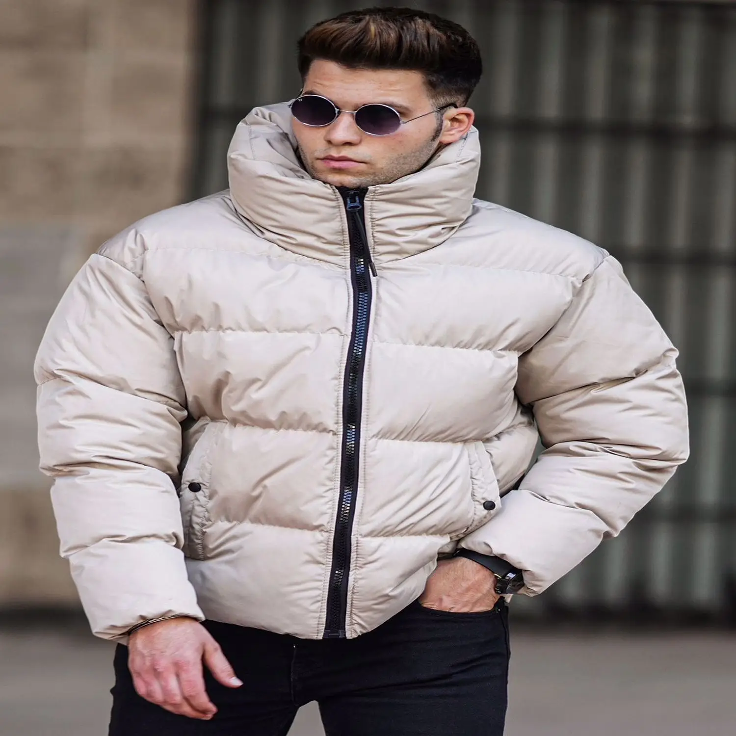 Men's Straight Inflatable Coat Male all season Ultra lightweight Packable down jacket water and wind resistant breathable jacket big size