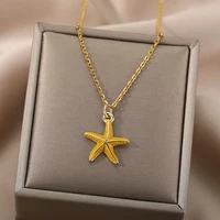 starfish pendant necklace for women dripping oil sea animal charm choker necklaces boho summer beach jewelry gift