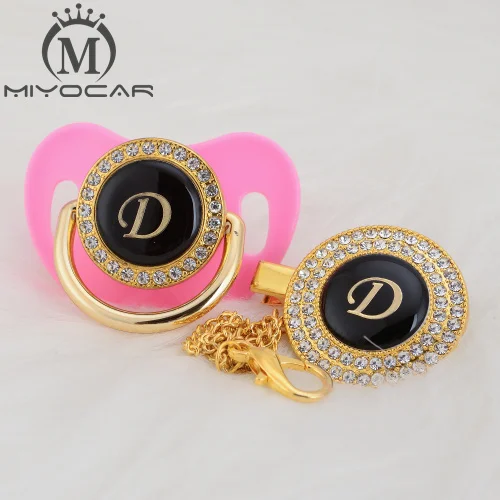 MIYOCAR уникальный дизайн имя инициалы буквенные D прекрасный bling соска и пустышка Клип Набор BPA бесплатно пустышка bling уникальный дизайн LD - Цвет: LD-3  6-18M