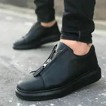 Autumn Men Shoes Faux Leather Lace-up Unisex Sneakers Comfortable  Fashion Wedding Orthopedic Walking Sports Lightweight Odorless Running Breathable Hot Sale Air New Brand Boots WG010 Black Male High Sole