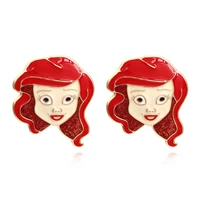 new cute cartoon princess enamel statement earrings for girls party jewelry gifts