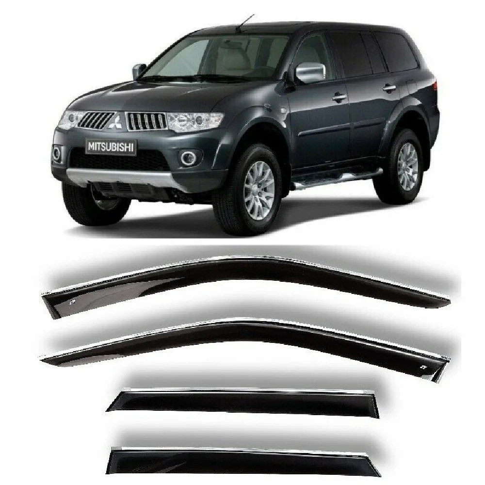 Дефлекторы окон хром полоска молдинг Cobra Tuning M41508CR на авто Mitsubishi Pajero Sport 08