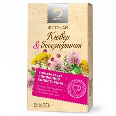 Фиточай &quotКлевер и бессмертник&quot. Традиции Алтая. 80 грамм. |