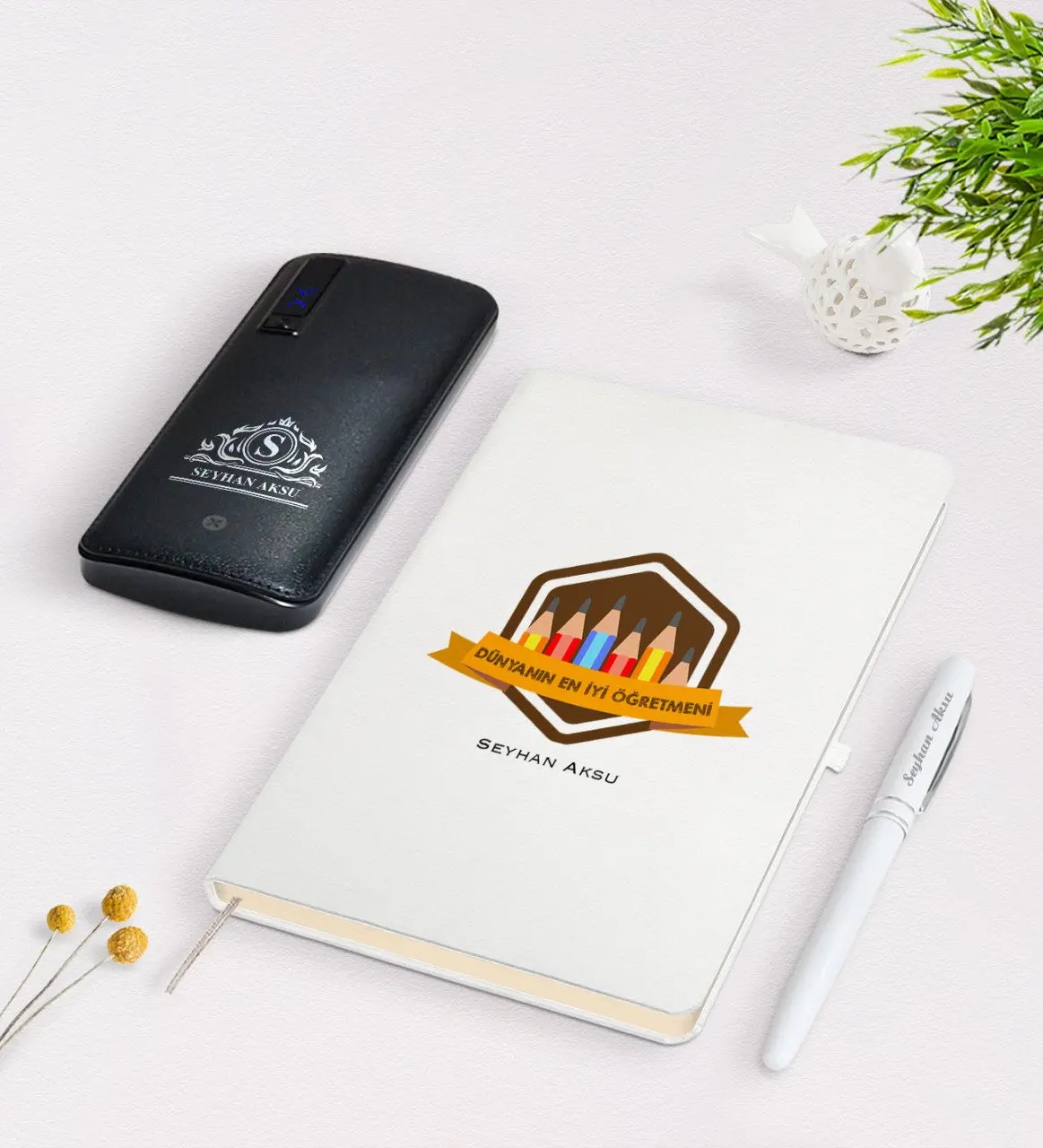 

Персонализированные лучшие мировые учитель белая ручка для записной книжки 12,000 мАч, блок питания подарок Seti-21