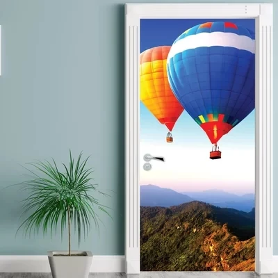 Бесплатная доставка самоклеющиеся наклейки на дверь горячий воздушный баллон