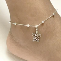 simple temperament filigree turtle pendants anklet womens fashion exquisite beaded adjustable size bracelet gift for couples