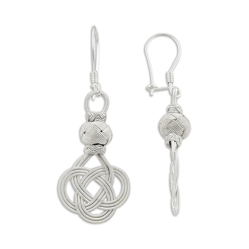 

Silver 925 Sterling Trabzon Kazaziye Hand Knitting Earrings
