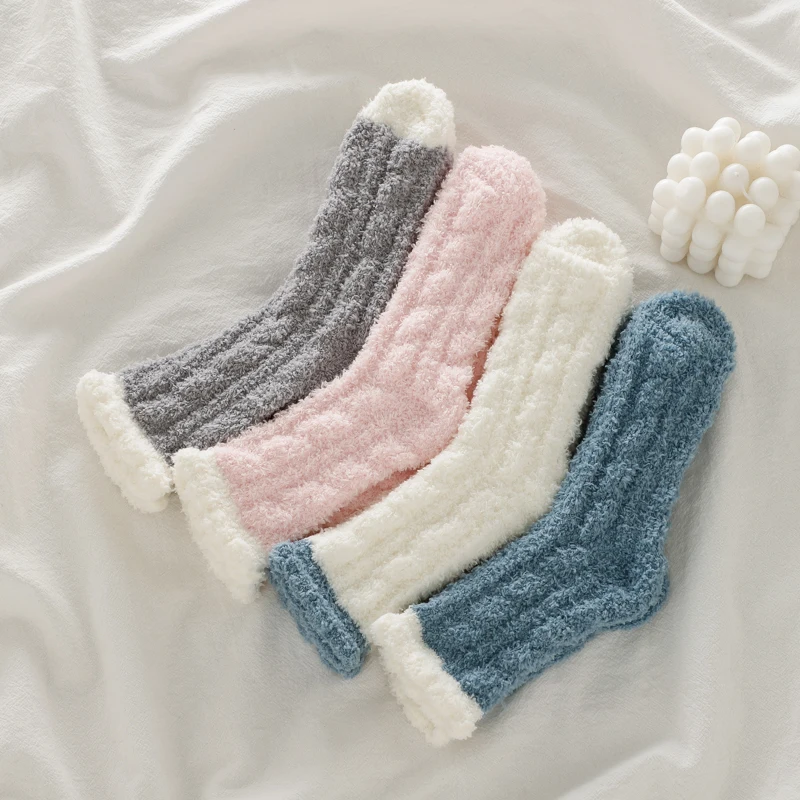 Четыре пары напольных носков носки из кораллового плюша теплые плюша|Носки| |