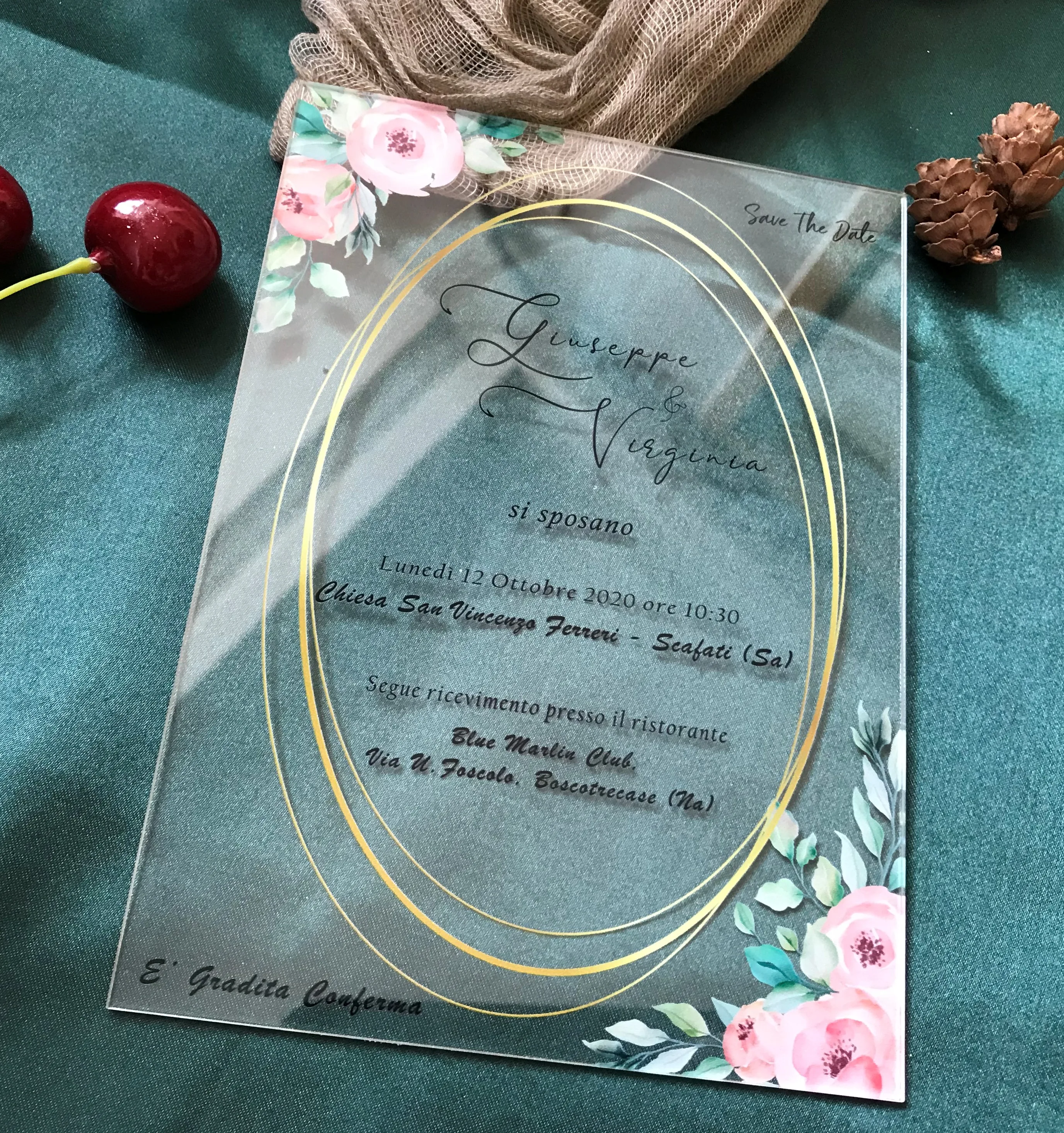 Бесплатная доставка 10 шт. акриловых свадебных приглашений с индивидуальным