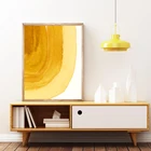 Groovy желтая абстрактная Акварельная живопись художественные принты горчично-желтые декоративные картины холст постер гостиная домашний декор