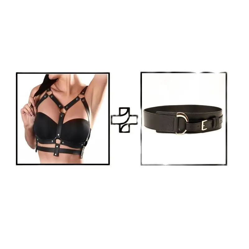 

Sexy Elastic Body Bondage Leather Bustier Cage Belt Elastic PU Black Corset Belts