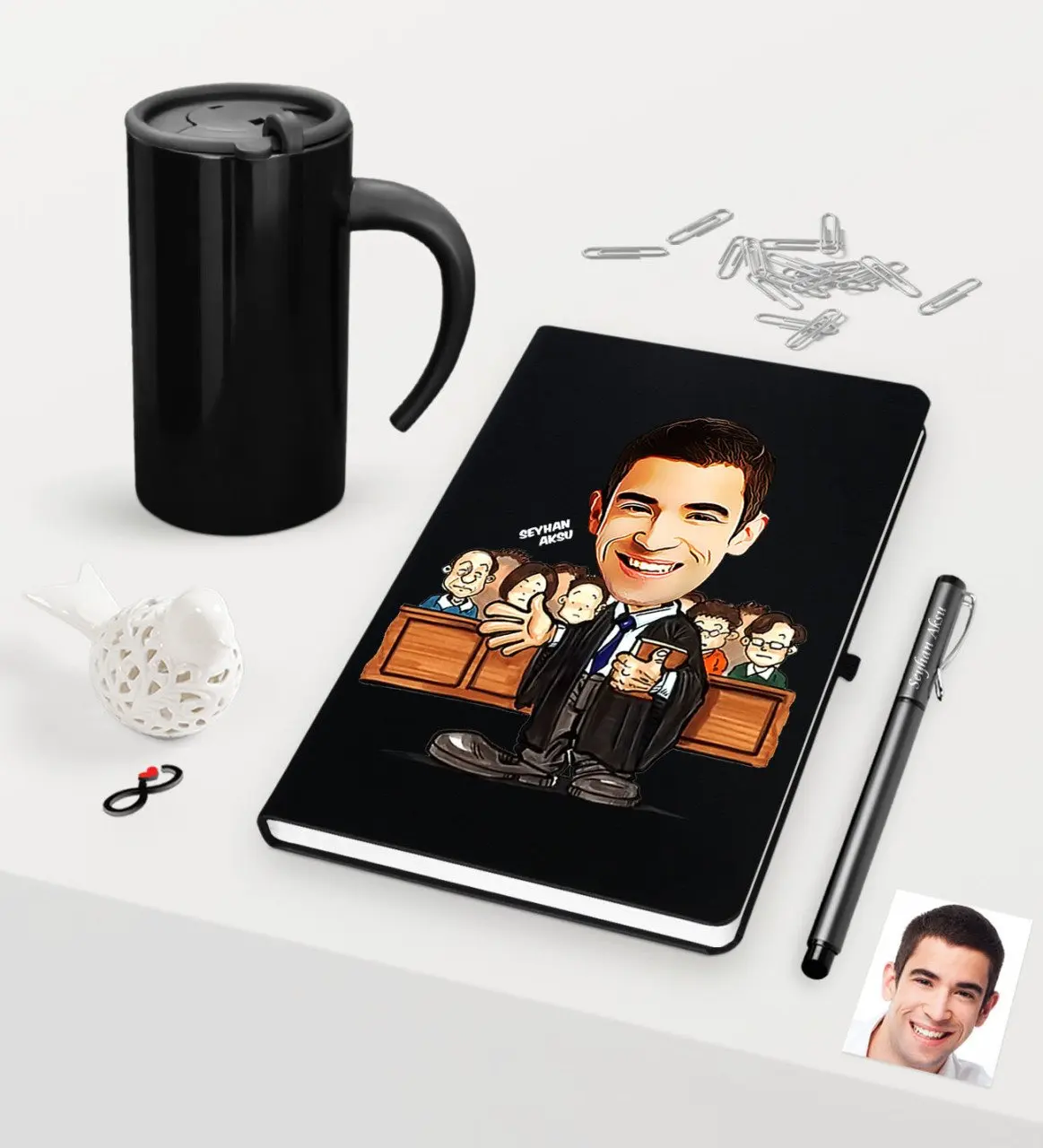 

Персональный Mr attorance Caricature черная ручка для записной книжки и термоса кружка набор-2