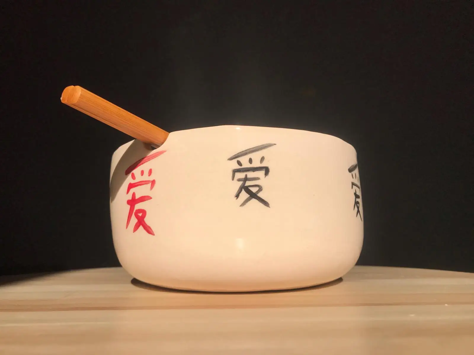 

Homemade Ceramic Noodle Bowl with Love Pattern Soup Bowl Chinese