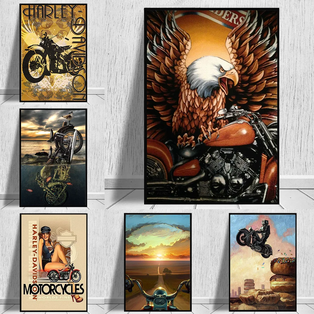 

Eagle and Motorcycle Canvas Painting Print Painting Magazine Style Poster Fashion Art Painting Wall Home Decoration Paintings