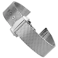 shark mesh bracelet watch deployment clasp 20mm strap stainless steel universal watchband heimdallr fit for omega seamaster 300
