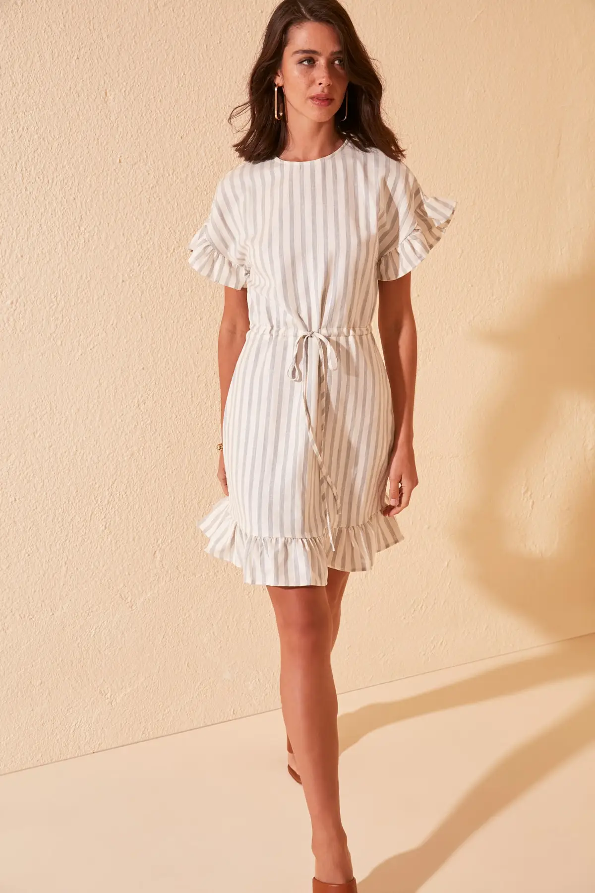 Платье в полоску со шнуровкой TWOSS20EL2553 | Женская одежда