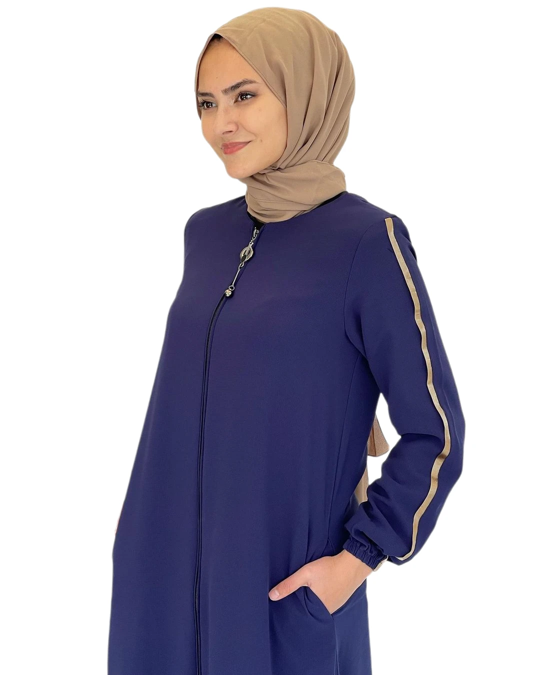 Muslim Abaya Islamic Dress Hijab Fashion Clothing Gold Ribbon Detail Elegant Sports Crepe Fabric Lavin Ferace