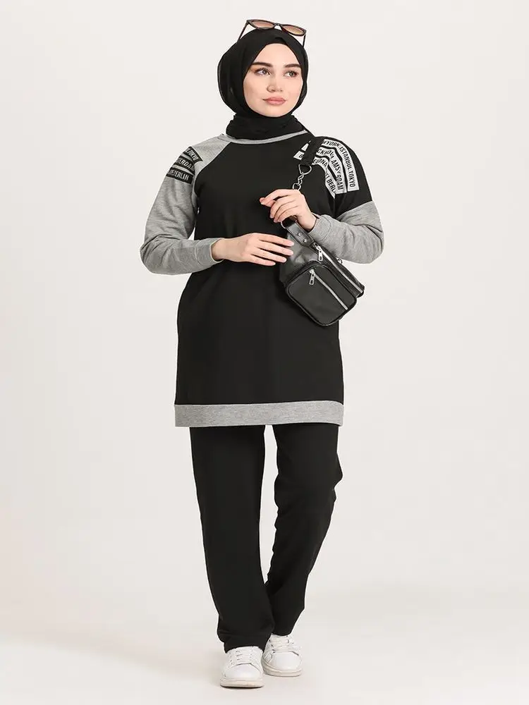 

Track Suits 2 Piece Sets Neck Sweater Women's Casual Modest Islamic Clothing for Muslim Women Fashion Turkey
