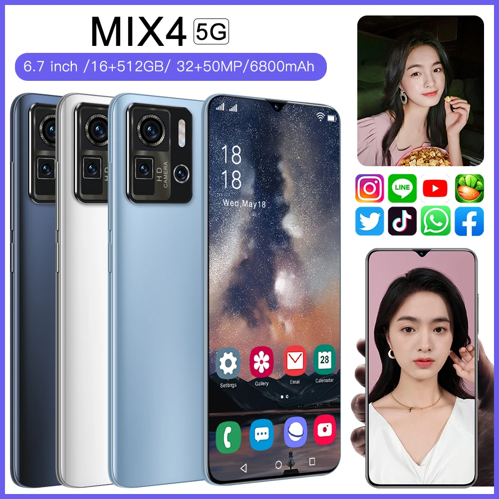 

6.7 Inch Smartphone MIX 4 Global Version 16GB 512GB Dual SIM 5G Mobile Phones Unlocked 4G Cellphone Camera phone Android