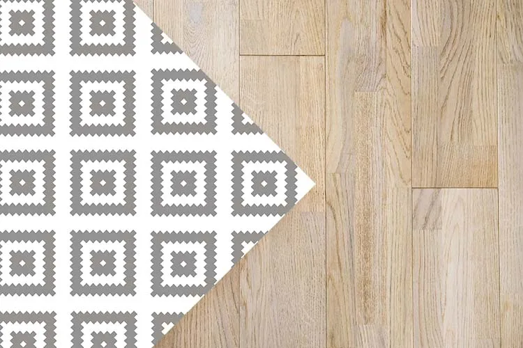 Панорама коврик Виниловая пластинка серые квадраты Кухня ковер анти скольжение