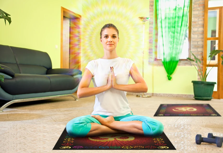 Ом АУМ ткань символ йоги chakra подушка для медитации Mat Fitness RED muladrella|Церковные