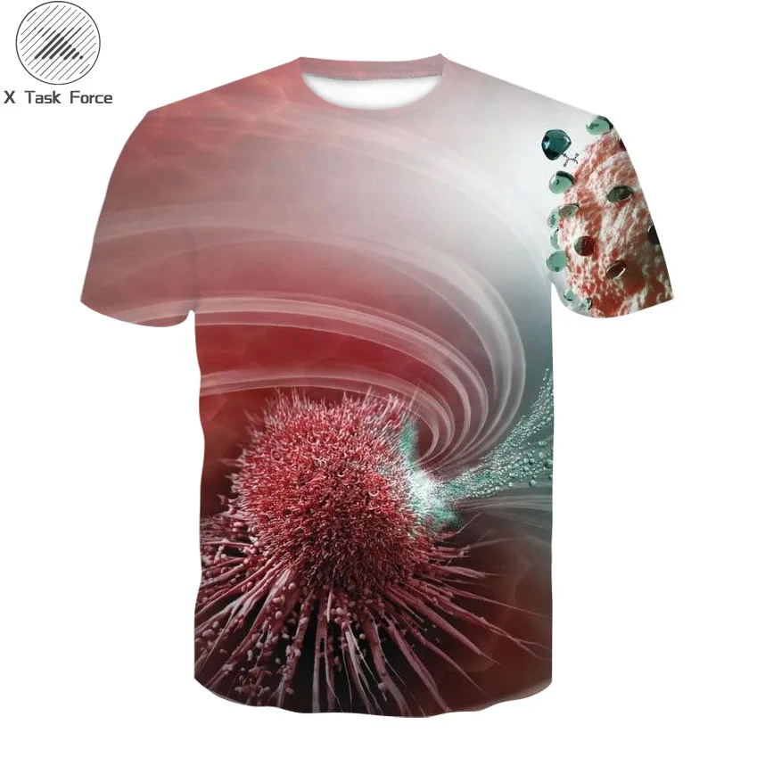 

2022 New Adult T-shirt Viral Cell pattern 3D digital Print trend Men's and women's daily short sleeve T-shirt