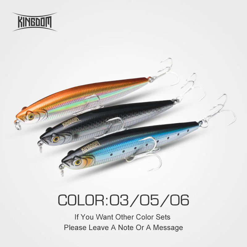 Kingdom Fishing Тонущая приманка карандаш 95 мм 19 г 80 мм 14 г 70 мм 9 г искусственная жесткая приманка воблеры Новое поступление для морского окуня модель 7504 - Цвет: Color 03 05 06