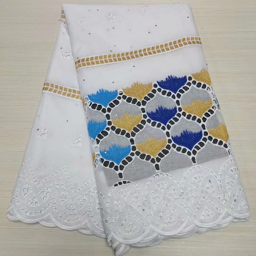 

White Swiss Voile Lace In Switzerland Stones High Quality African Cotton Dry Korean Fabric Women Nigeria Men Aso Ebi Textile Sew