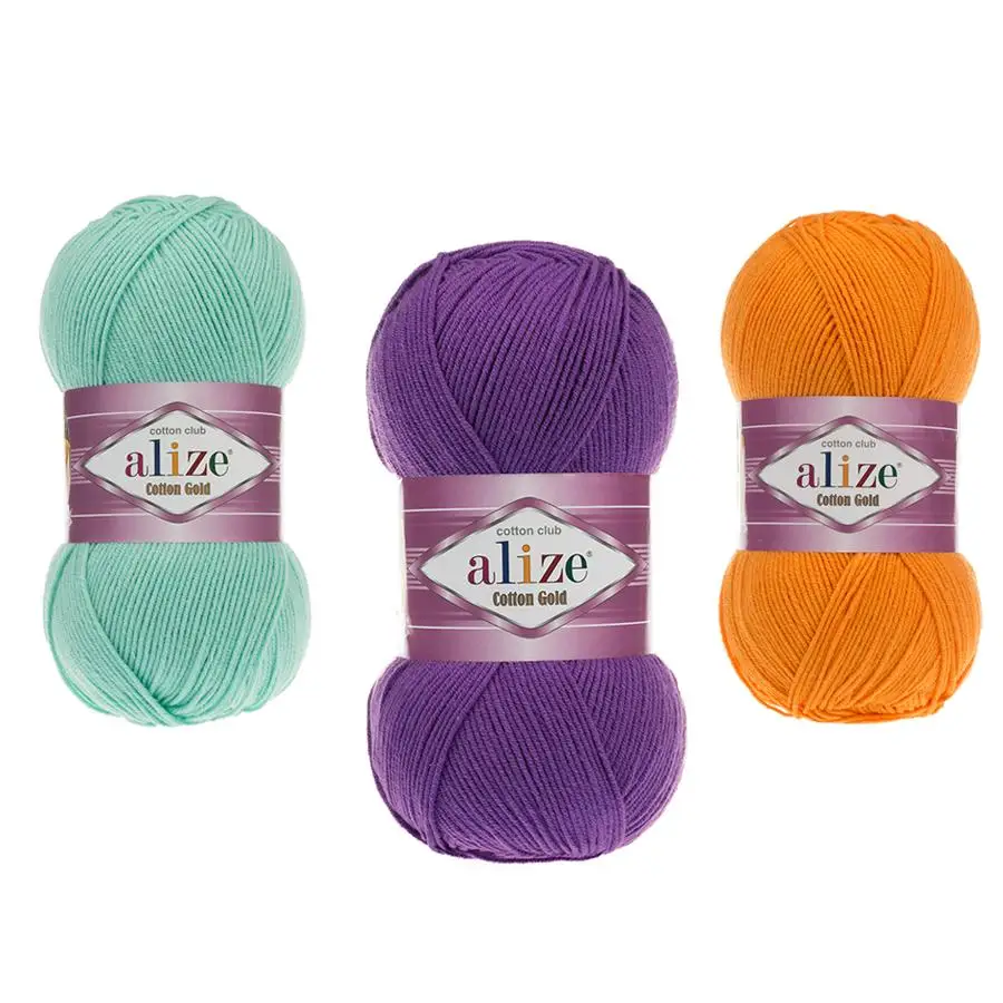 

Alize Gold 55% Cotton - 45% Acrylic 100 Gr. 330 Mt. Cardigan, Sweater, Shawl, Blouse, Dress, Skirt, Amigurumi, 5 PCS