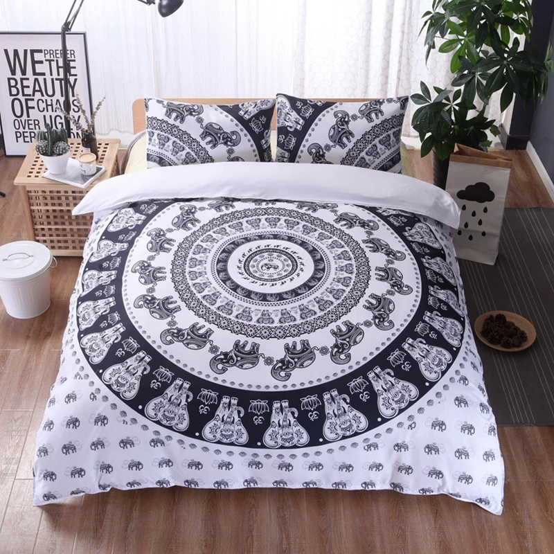 

Boho Ethnic Mandala Print Duvet Cover Sets Pillowcase Bohemia Bedding Set 260x230 King Queen Double Quilt Cover (No Bed Sheet)