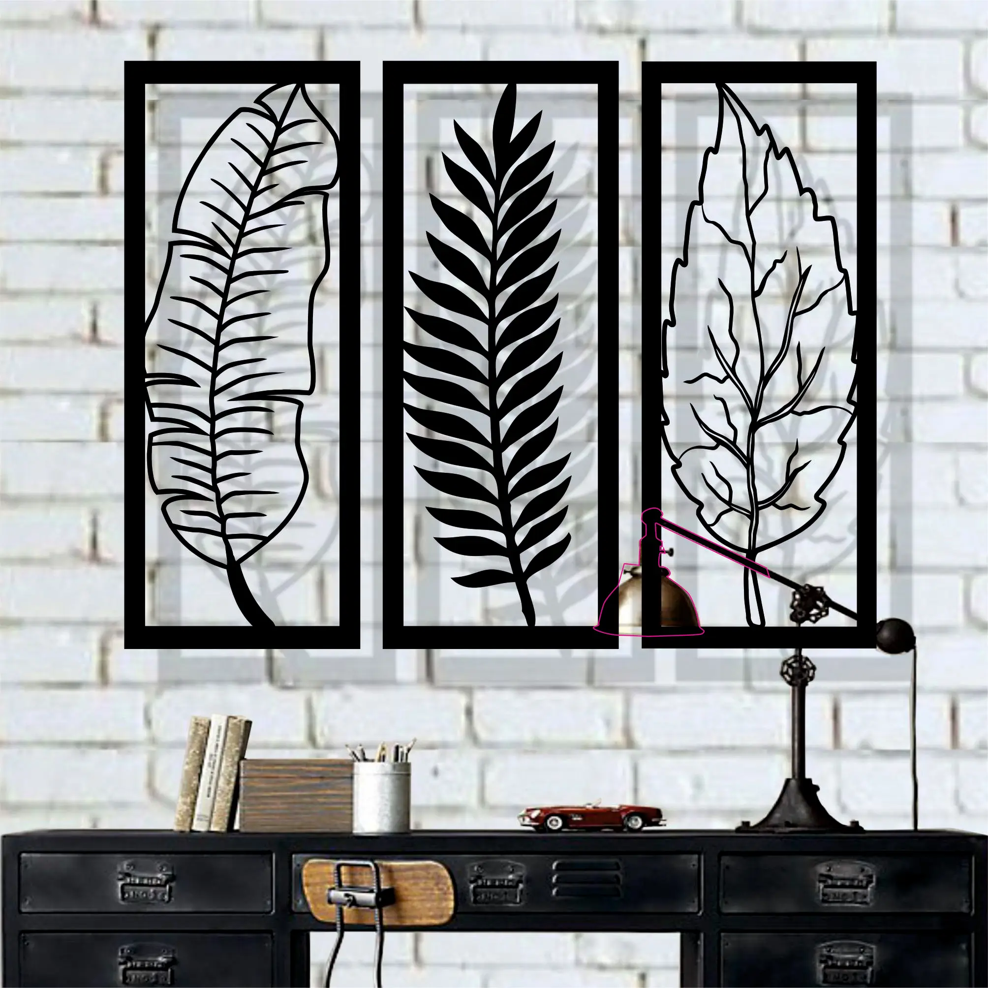 Настенное украшение с металлическими листьями металлическое настенное